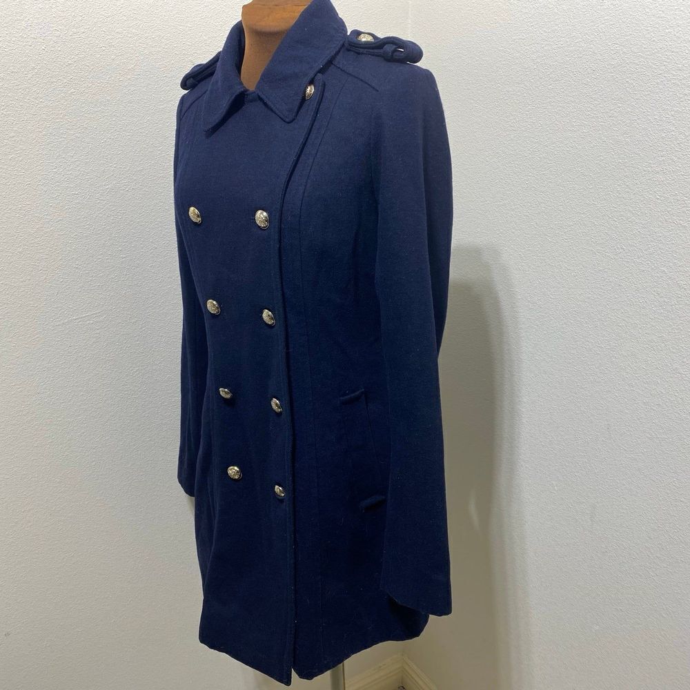 Tommy Hilfiger Women's Fitted Wool Blend Military Coat Midnight Blue SIZE 6 - Picture 5 of 12